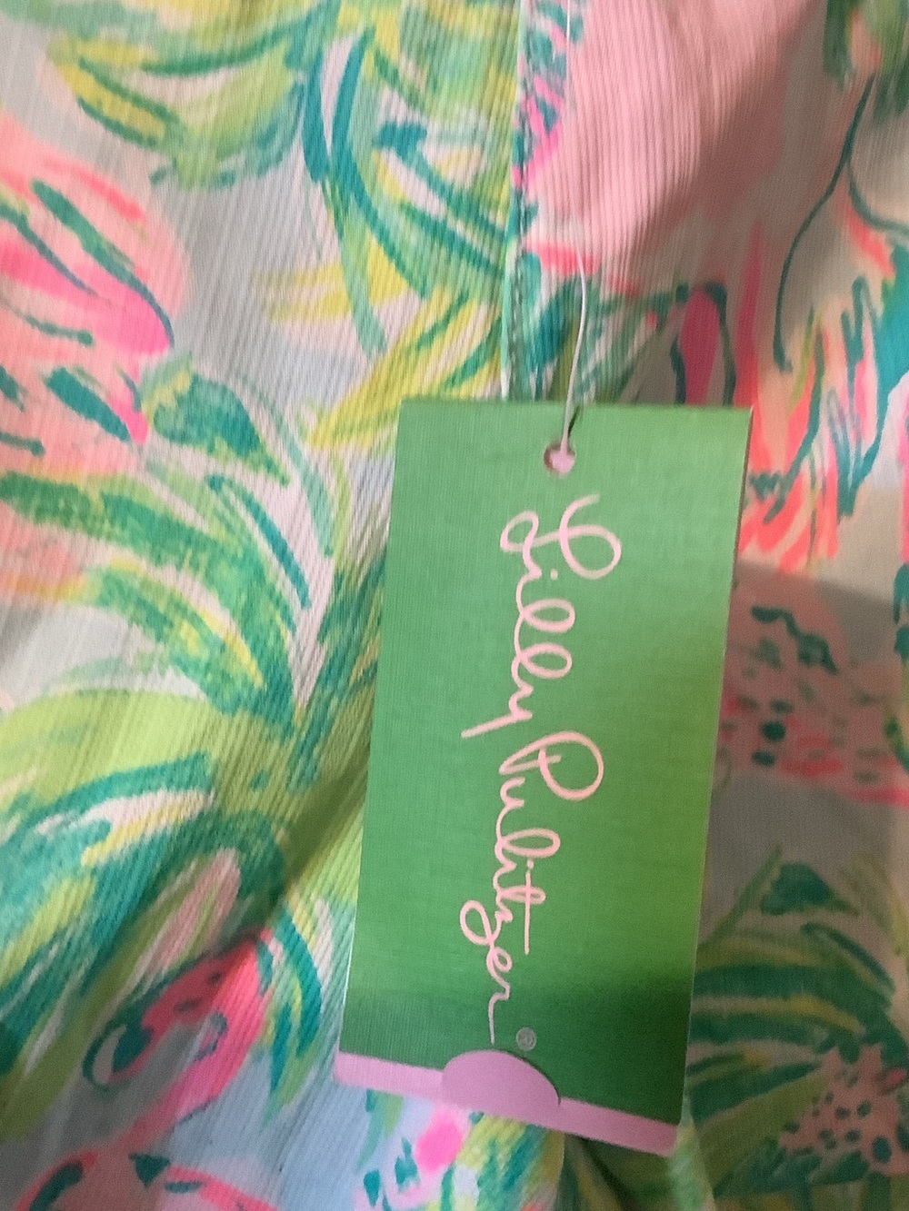 Lilly Pulitzer Pink & Green Tropical Print Athletic Adie Shorts, sea salt Blue - Picture 2 of 9
